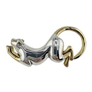 3” MJ Silver Tone Gold Tone Crouching Panther Cat Converter Brooch Pendant